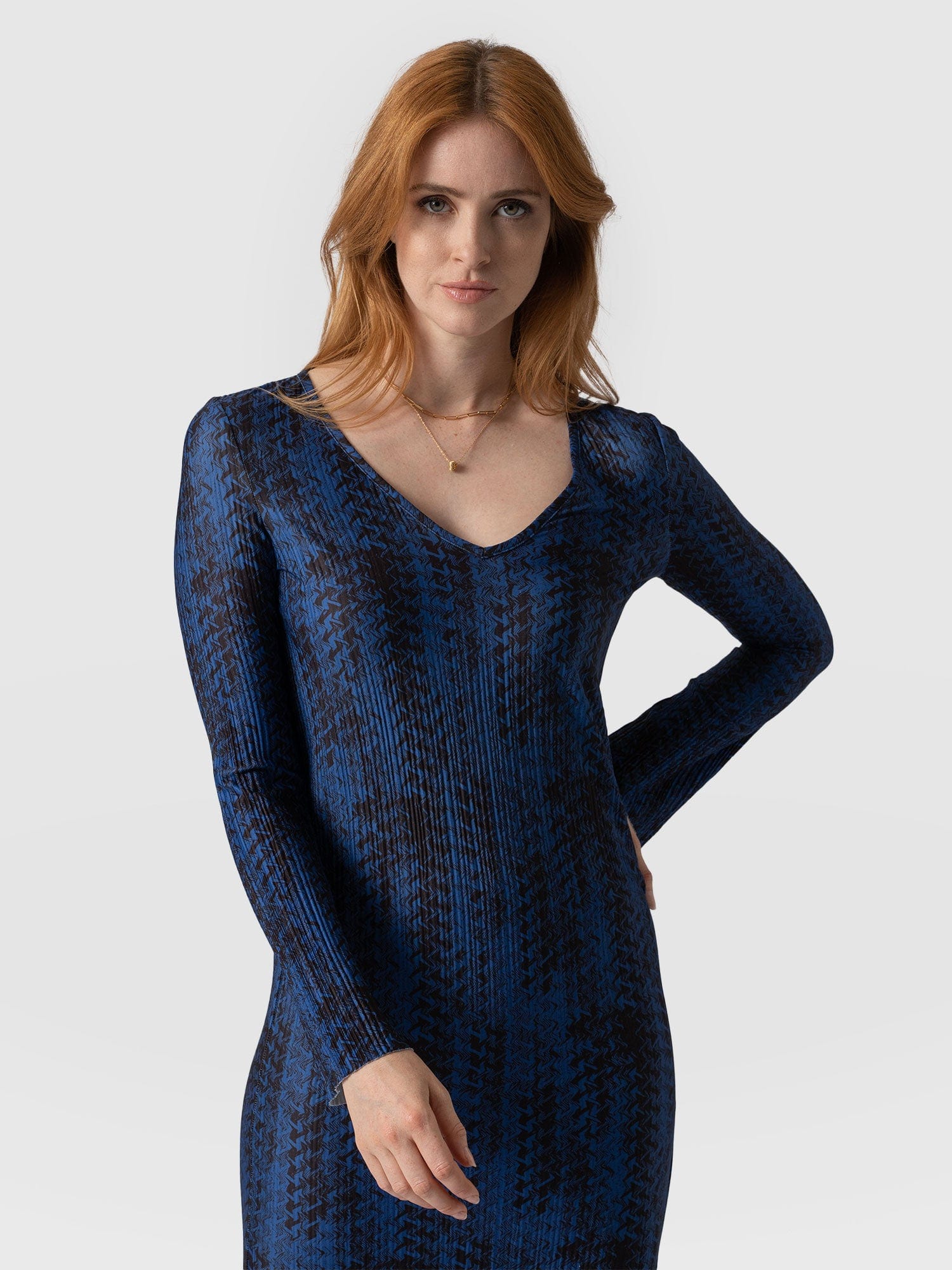 Hanna Plisse Dress Navy Ripple - Women's Dresses | Saint + Sofia® USA